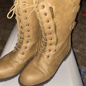 Tan combat boots size 10